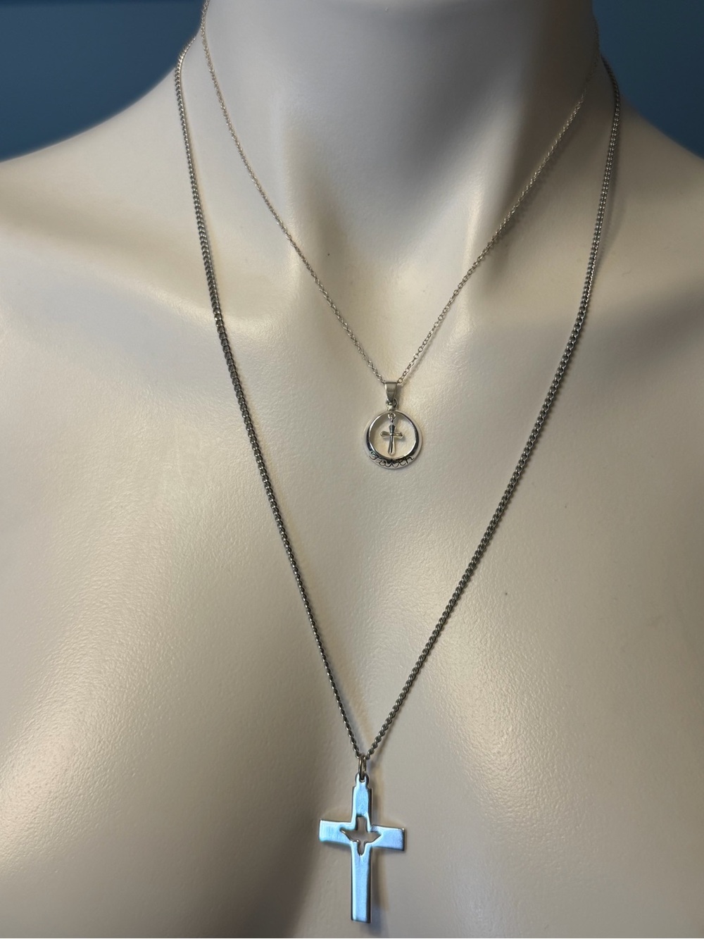 Sterling Silver Religious Necklaces, Set of 2